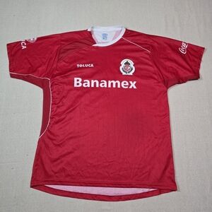 Deportivo Toluca Futbol Club mens soccer futbol jersey red white #7 A.Moreno